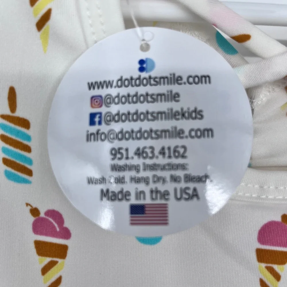 Dot Dot Smile Ice Cream Dress Girls 12/24M White Pink Blue Popsicle Criss Cross